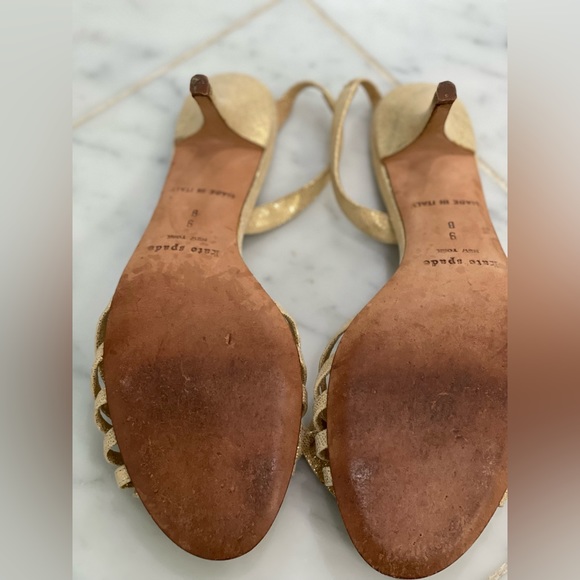Kate Spade Gold Leather Sling Back Sandal with Bow at Toe - size 9 - Picture 8 of 10